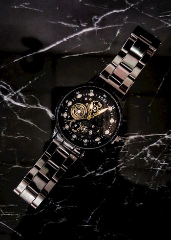 SOKI Skeleton Gold-Siyah Çelik Kordon Saat (Sıfır) - Görsel 3