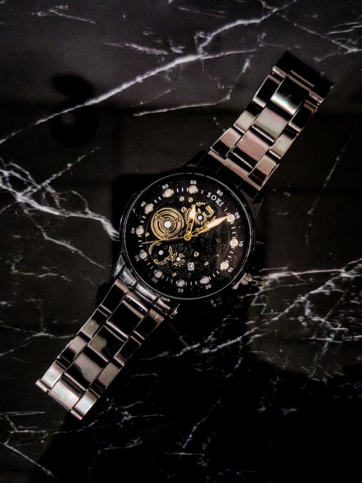 SOKI Skeleton Gold-Siyah Çelik Kordon Saat (Sıfır) - Görsel 3