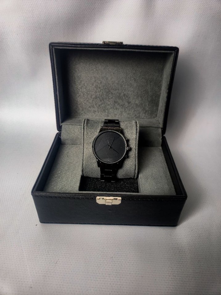 Geometrik Desenli Mat Siyah Tasarım Saat - Görsel 2