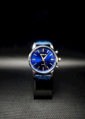 WOKAI Mavi Deri Kordonlu Silver Kasa Saat - Görsel 3