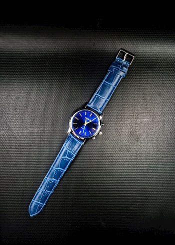 WOKAI Mavi Deri Kordonlu Silver Kasa Saat - Görsel 4