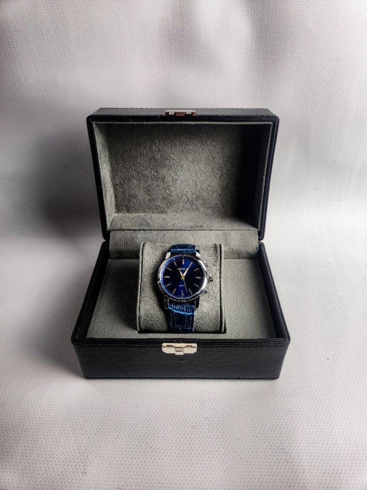 WOKAI Mavi Deri Kordonlu Silver Kasa Saat - Görsel 2