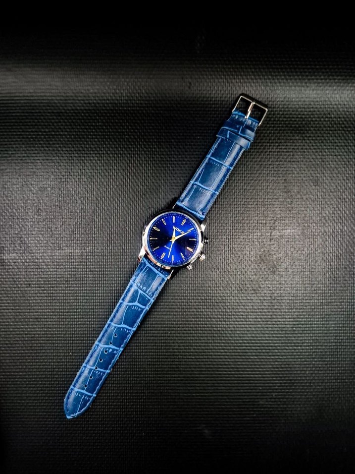 WOKAI Mavi Deri Kordonlu Silver Kasa Saat - Görsel 4