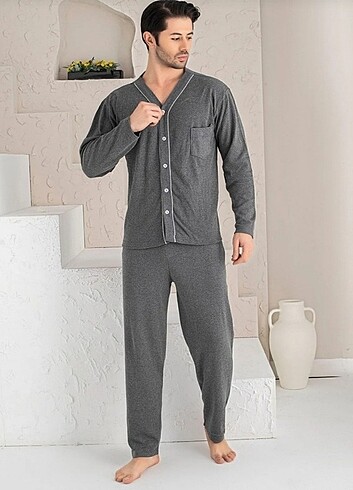 Erkek Pijama Takım Gecelik Sabahlık Full Comfort  - Görsel 2