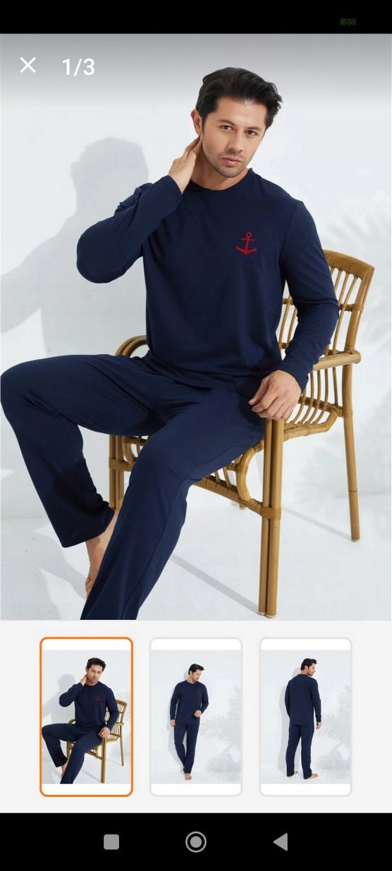 Lacivert Erkek Pijama Takımı Uzun Kollu.L Beden - Görsel 3