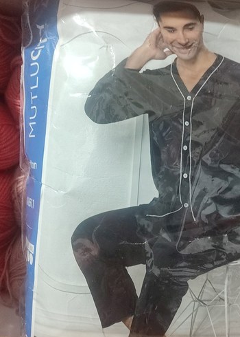 Siyah V Yaka Düğmeli Erkek Pijama Takımı - Görsel 5