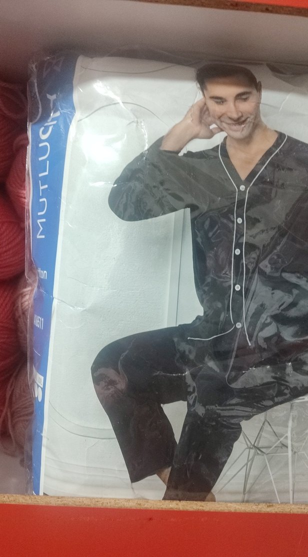 Siyah V Yaka Düğmeli Erkek Pijama Takımı - Görsel 5