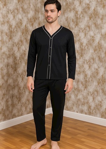 2XL Siyah V Yaka Erkek Pijama Takımı - Görsel 2