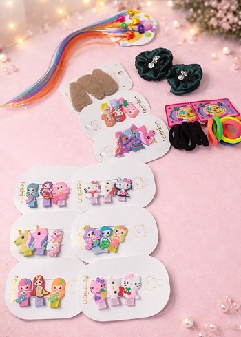 7 li Renkli Pop Kültür Çocuk Toka ve Bant Seti - Görsel 2