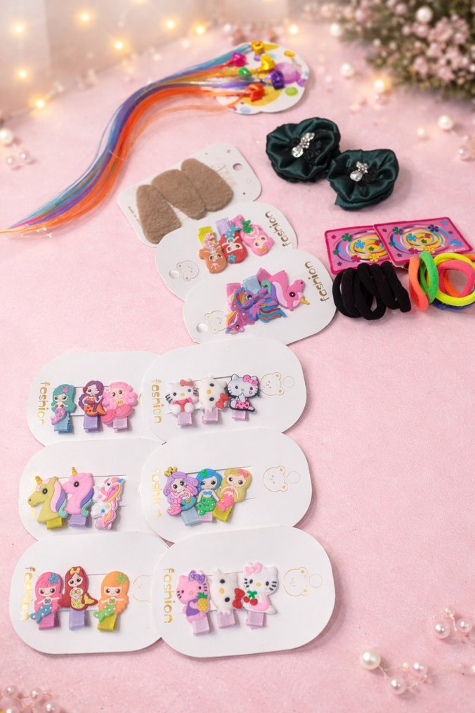 7 li Renkli Pop Kültür Çocuk Toka ve Bant Seti - Görsel 2