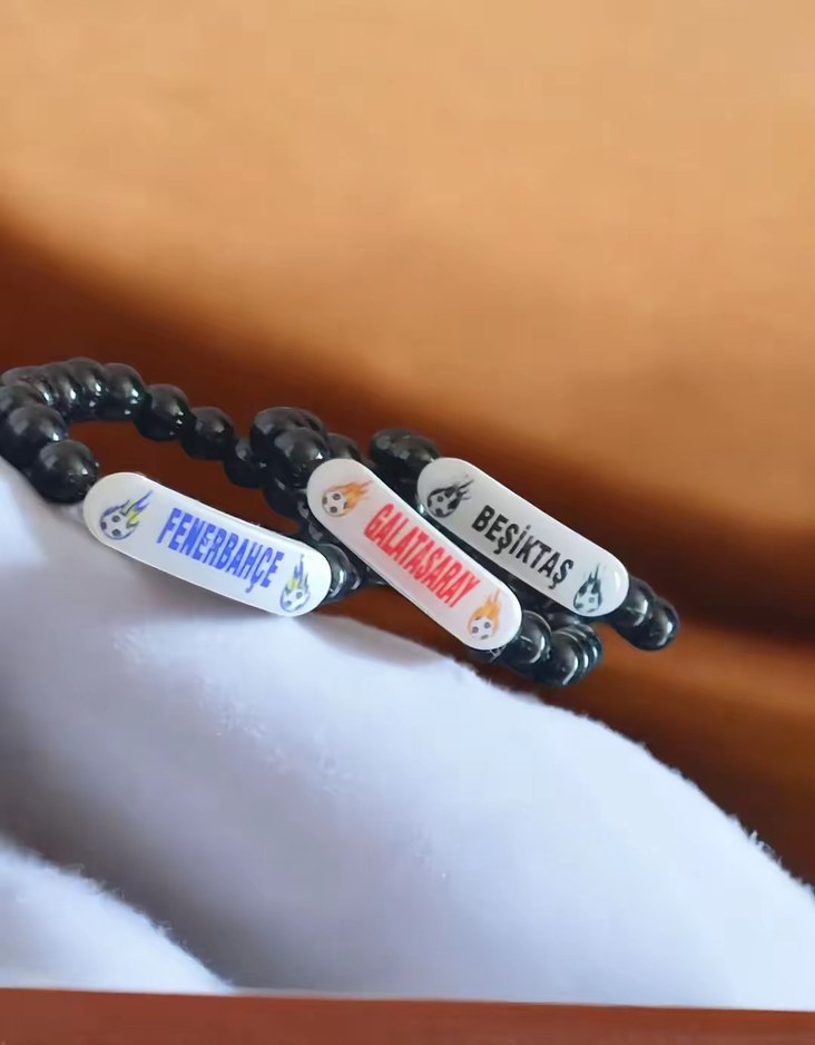 Siyah Boncuklu Spor Taraftar Takım Tarz Bileklikler - Görsel 2