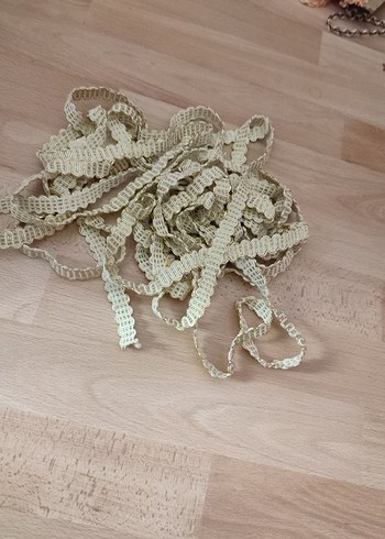 10 Metre Bohem Dalgalı Sarı Dantel Şerit - Görsel 2