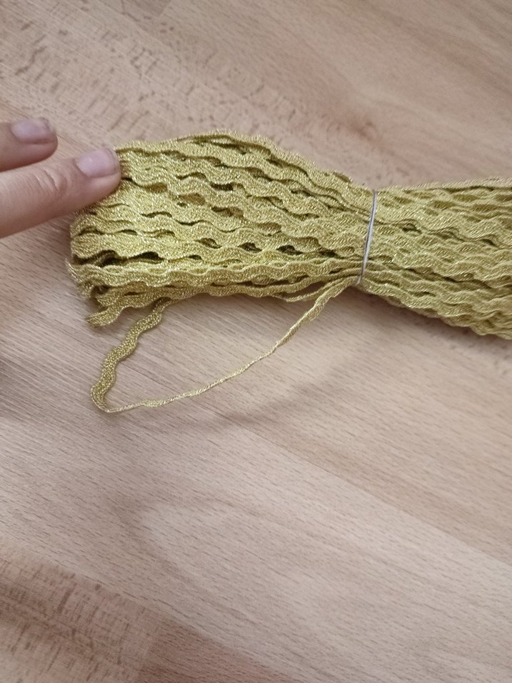 10 Metre Bohem Dalgalı Sarı Dantel Şerit - Görsel 3