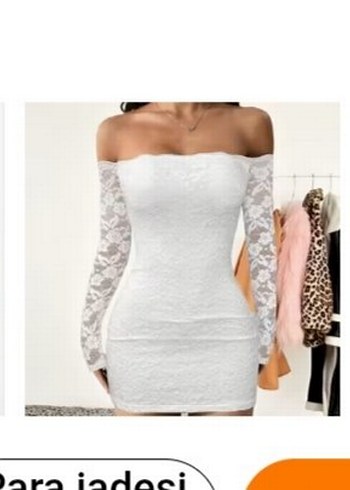 Dantelli Straplez Beyaz Mini Elbise - Görsel 2