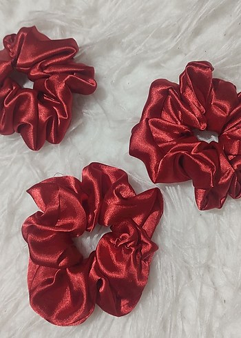 Renkli Saten Lastikli Saç Tokaları 3'lü - Görsel 5