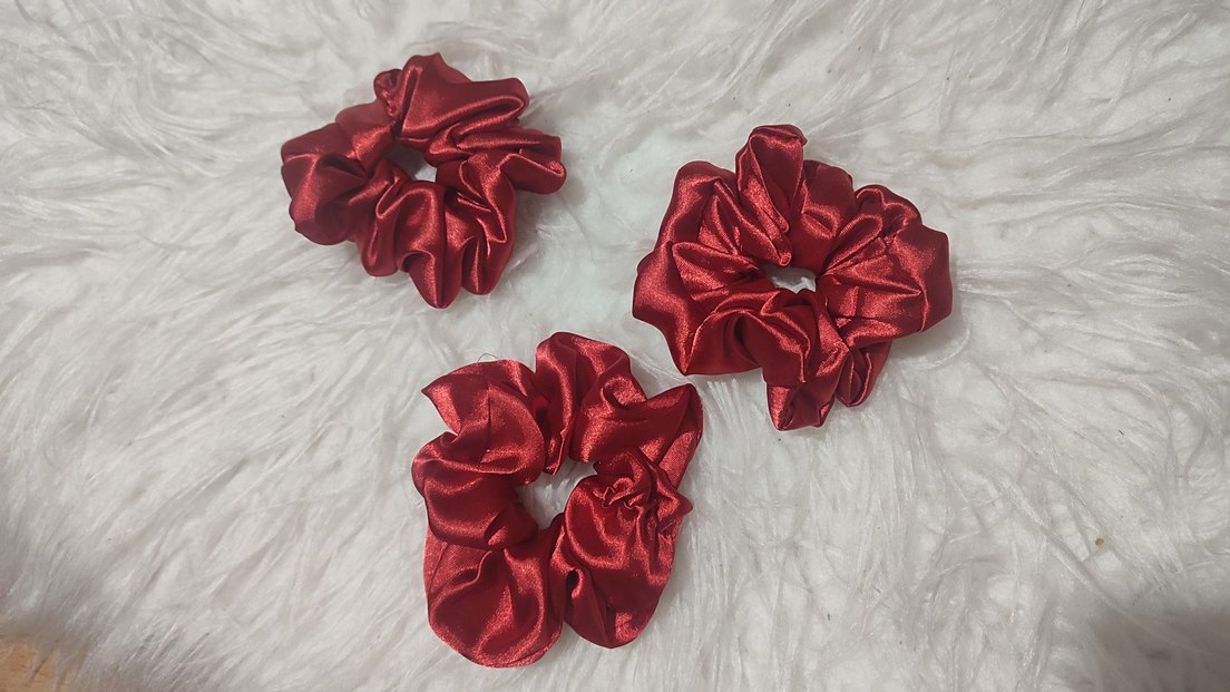 Renkli Saten Lastikli Saç Tokaları 3'lü - Görsel 5
