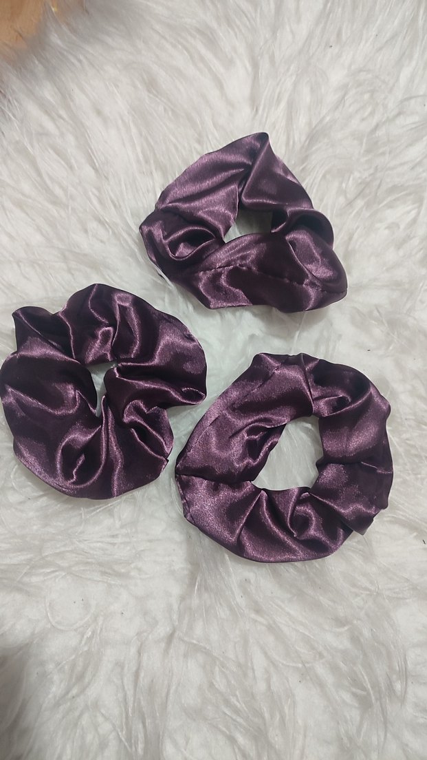 Renkli Saten Lastikli Saç Tokaları 3'lü - Görsel 4