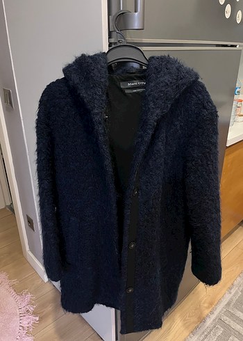 Kürklü Mavi Midi peluş kaban - Görsel 2