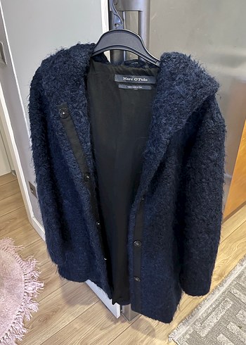 Kürklü Mavi Midi peluş kaban - Görsel 7