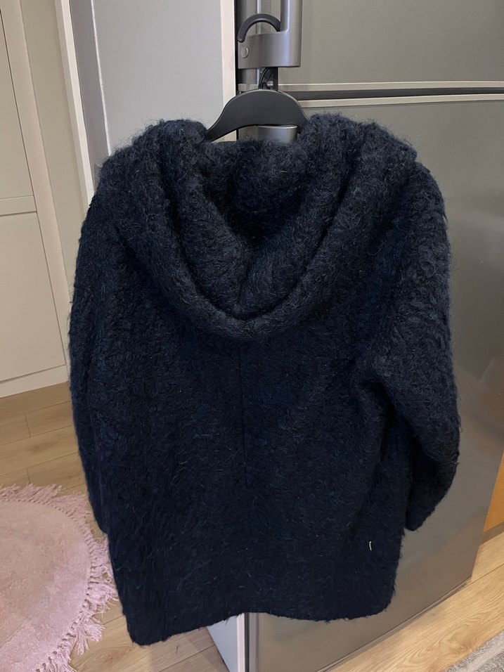 Kürklü Mavi Midi peluş kaban - Görsel 5