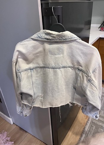 mavi Düğmeli Kadın Denim Ceket stradivarius - Görsel 4