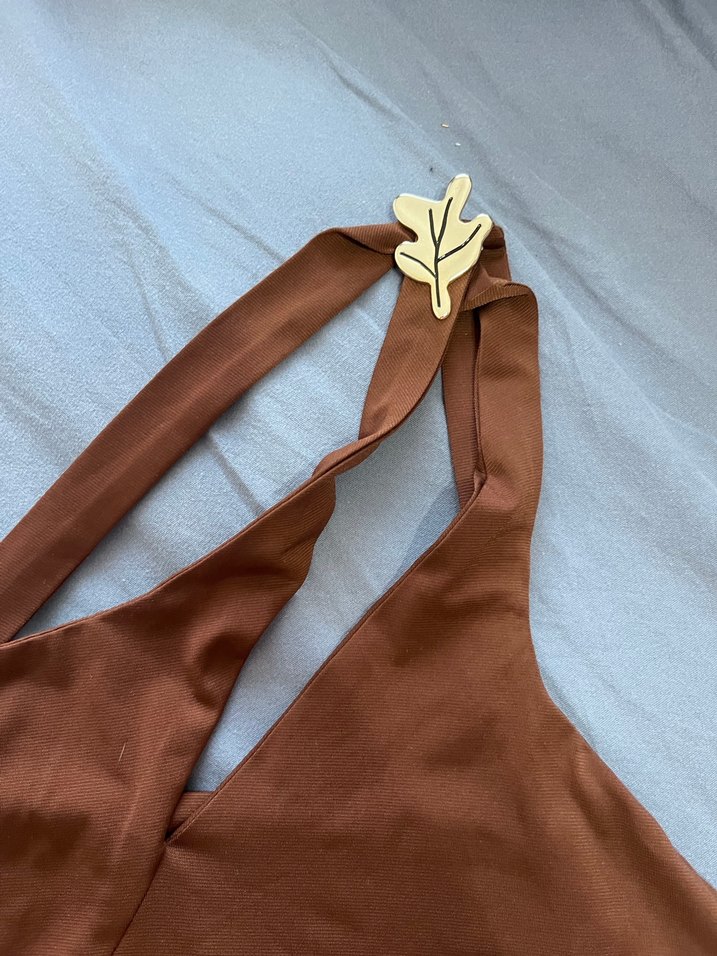 Kahverengi Askısız Kemer Detaylı Kadın Atlet - Görsel 2