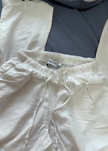 Beyaz Rahat Kesim Keten Pantolon - Görsel 3