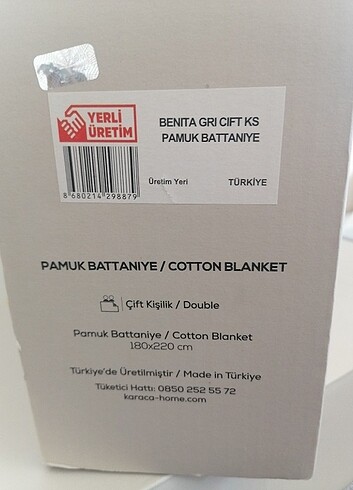 Beden Karaca sıfır çift kişilik pamuk battaniye