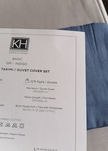 Karaca çift kişilik Gri ve Mavi Baskılı Nevresim Takımı - Görsel 5