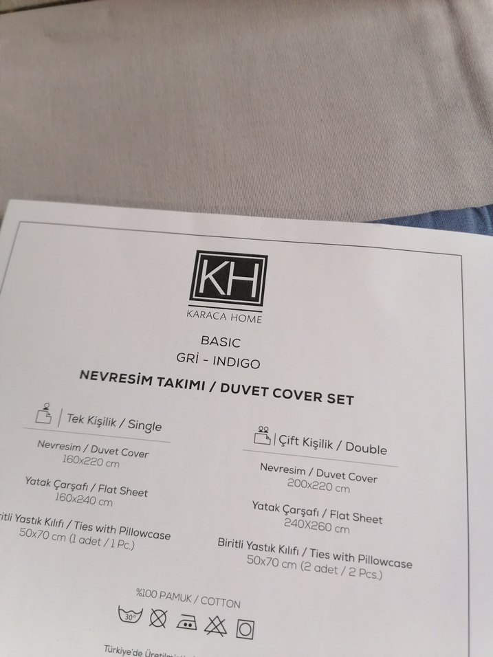 Karaca çift kişilik Gri ve Mavi Baskılı Nevresim Takımı - Görsel 4