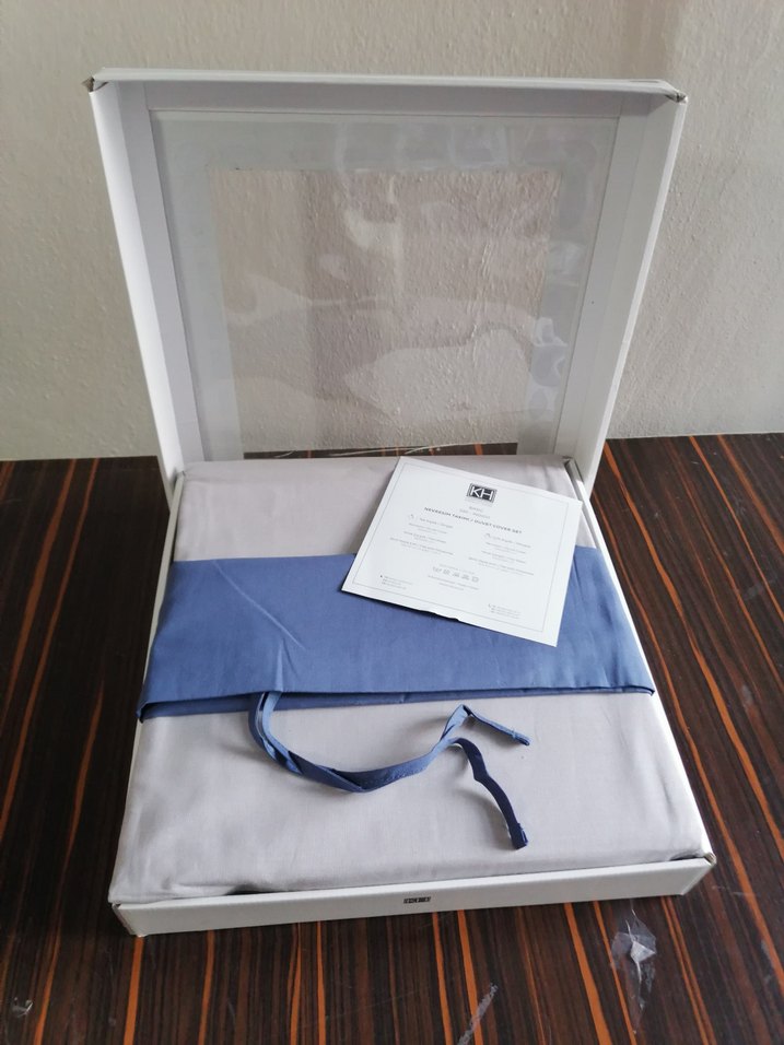 Karaca çift kişilik Gri ve Mavi Baskılı Nevresim Takımı - Görsel 2