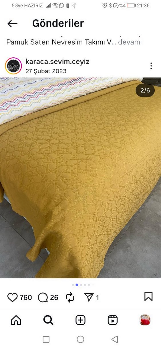 Karaca sıfır çift kişilik yatak örtüsü - Görsel 2