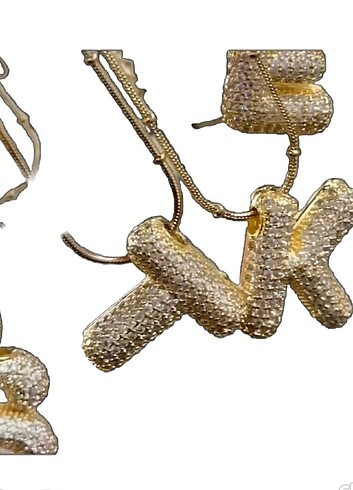 Diğer Gold Rengi Çelik Balon Taşlı Harf Kolye