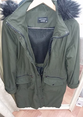 Kadın Haki Uzun Parka - Görsel 3