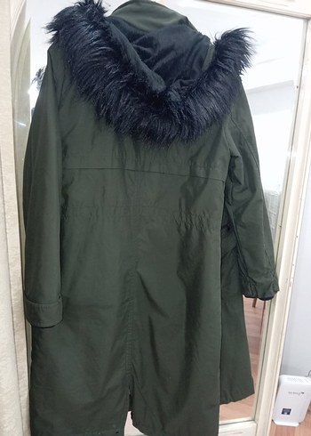 Kadın Haki Uzun Parka - Görsel 5