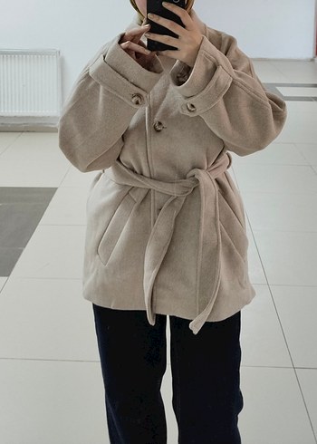 kol apoletli bej kaşe kaban - Görsel 4