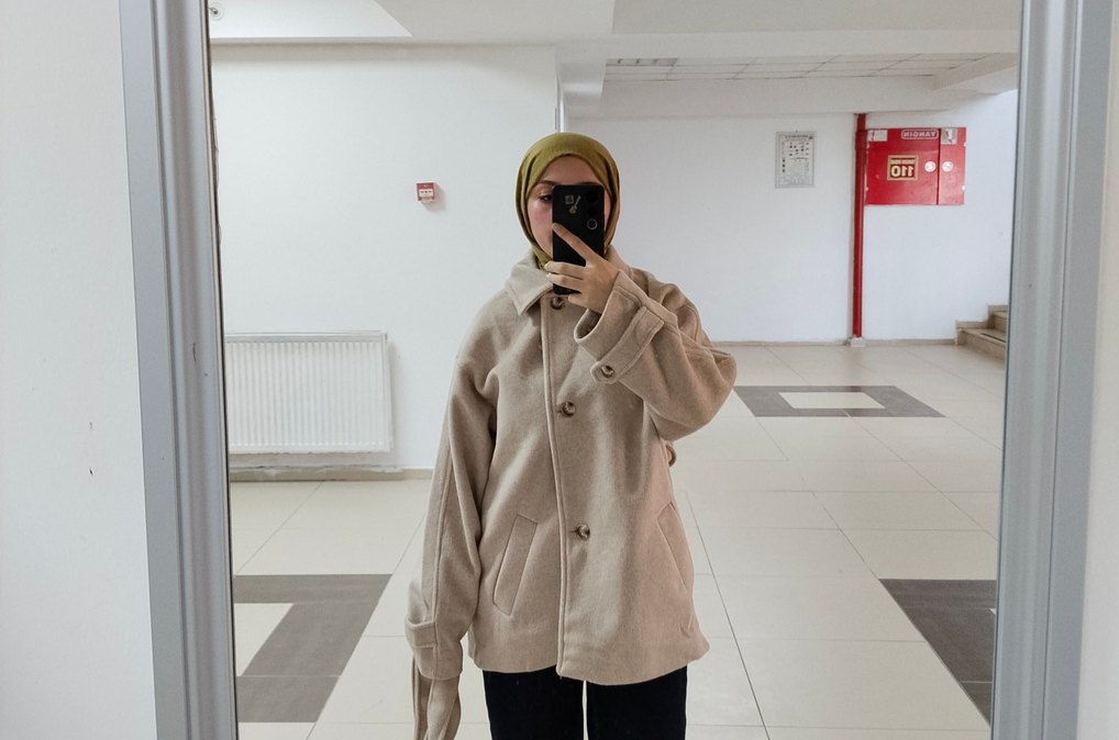 kol apoletli bej kaşe kaban - Görsel 3