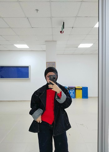 Kadın Lacivert Kemerli Denim Ceket - Görsel 4