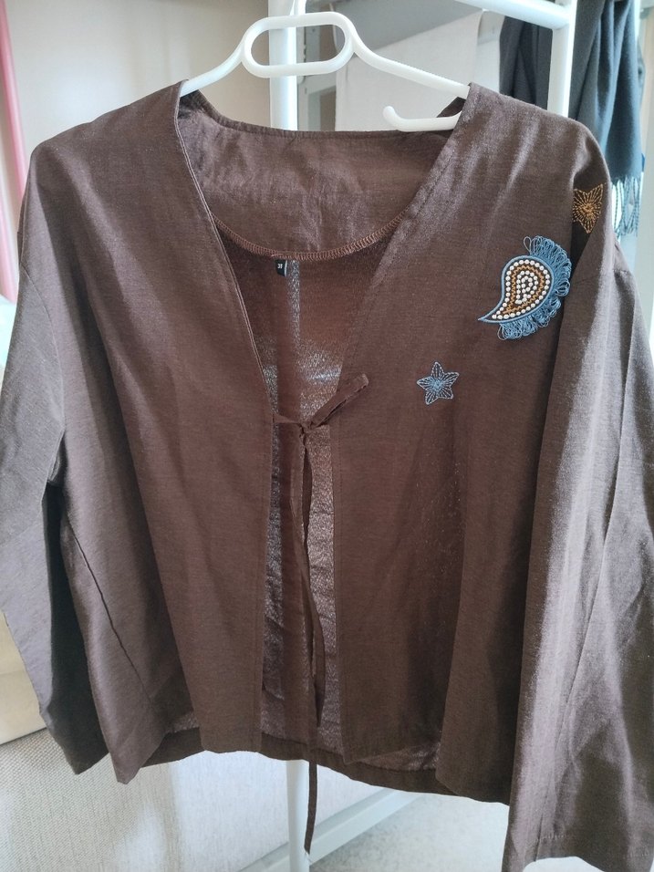 Nakışlı Kahverengi  Gömlek - Görsel 2