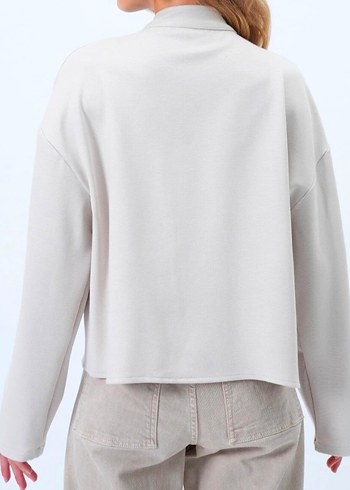 taş hakim yaka panço ceket - Görsel 2