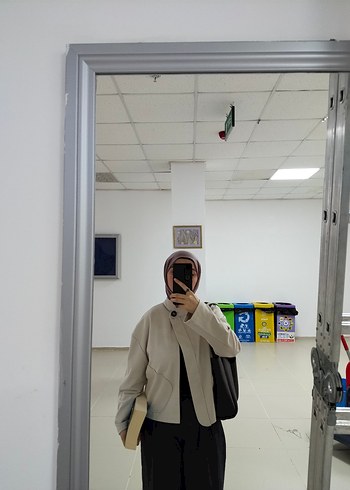 taş hakim yaka panço ceket - Görsel 3