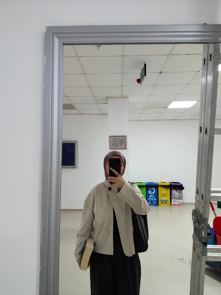 taş hakim yaka panço ceket - Görsel 3