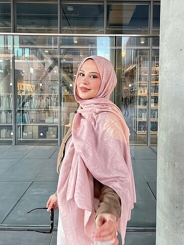 Toz pembe cc desen pamuk ipek şal