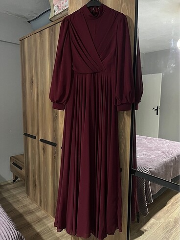 Diğer Bordo şifon elbise