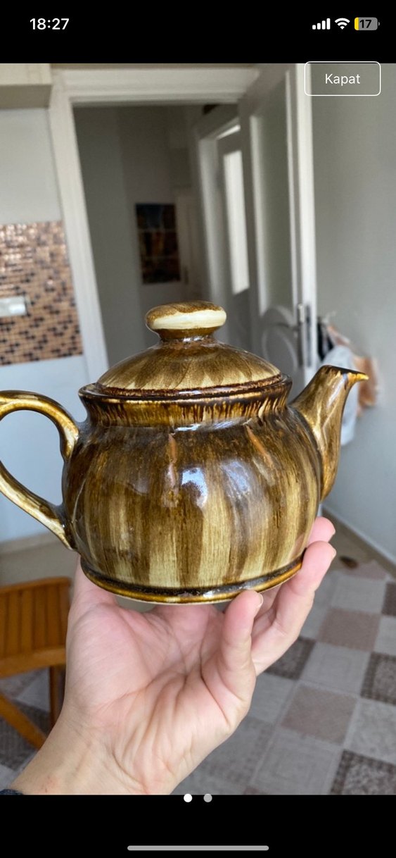 Koyu Bej Seramik Demlik - Görsel 2