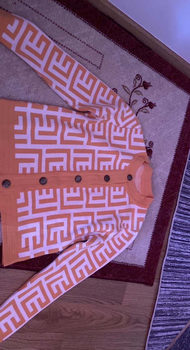 Düğmeli Uzun Kahverengi Kadın Hırka - Görsel 2