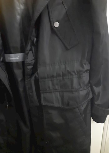 Bayan Siyah Uzun Kuşaklı Yağmurluk - Görsel 5