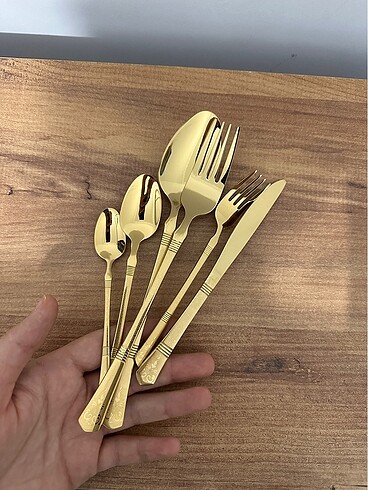  Beden altın Renk Gold kaşık çatal bıçak seti