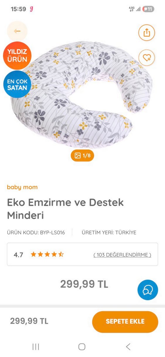 Çiçek Desenli Gri Emzirme ve Hamilelik Yastığı - Görsel 2