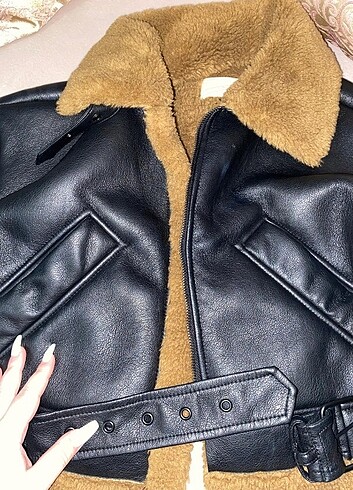 xs Beden Stradivarius suni yünlü deri ceket 